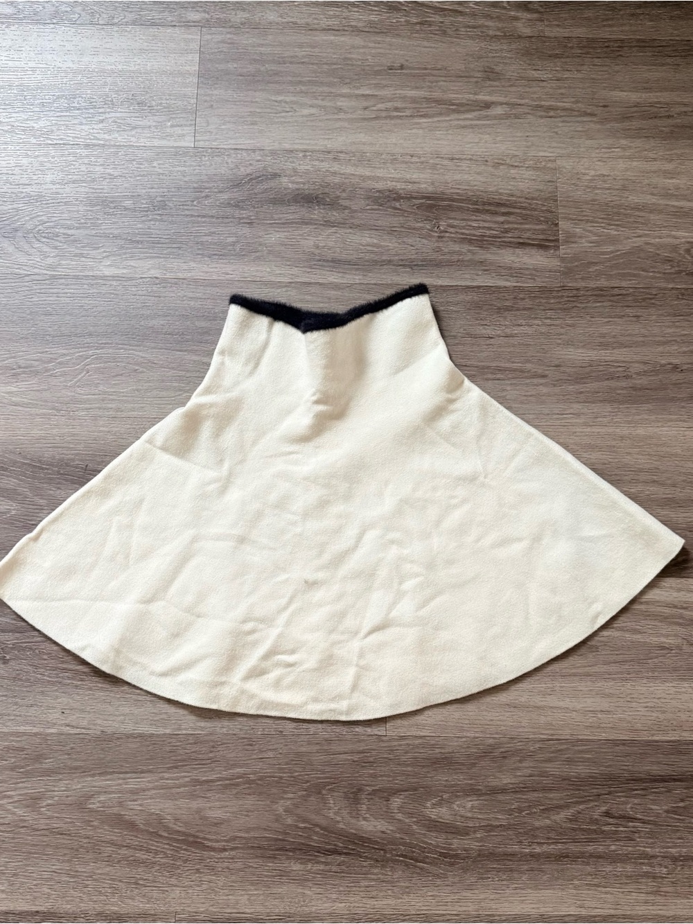 Zara Cream Circle Skirt with Black Waistband